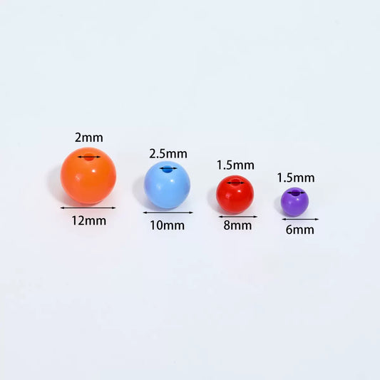Acrylic Round Beads, Solid Color, Large Hole, for DIY Jewelry Making & Crafts