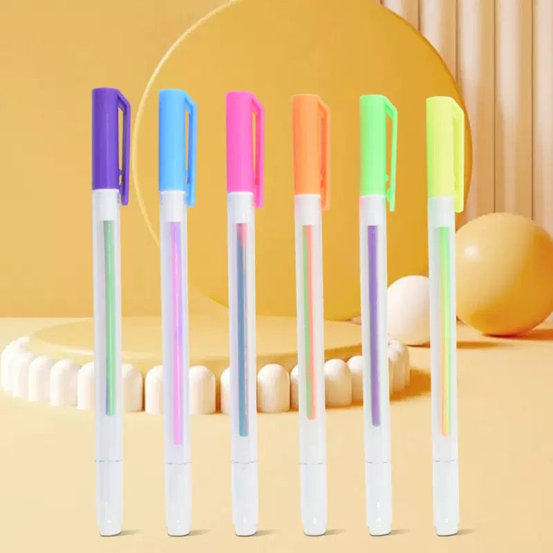6PCS Dual-Tip Highlighter Set, Quick Dry, No Bleed, for Note Taking & Journaling
