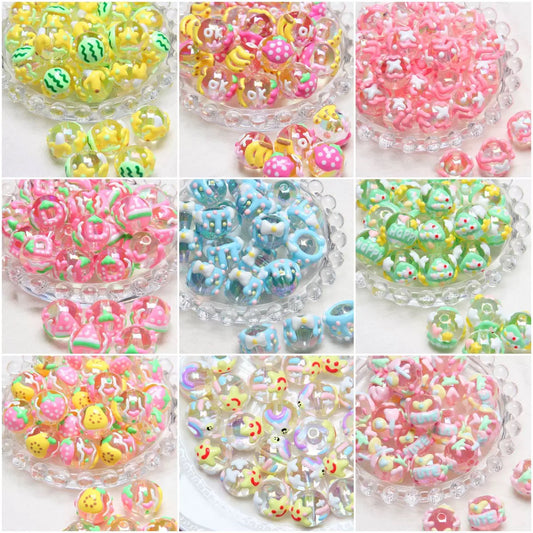 Cute Hand-Painted Acrylic Beads, DIY Jewelry Making Charms