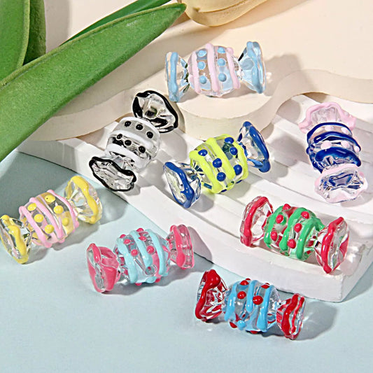 Candy Shaped Hand Painted Acrylic Beads